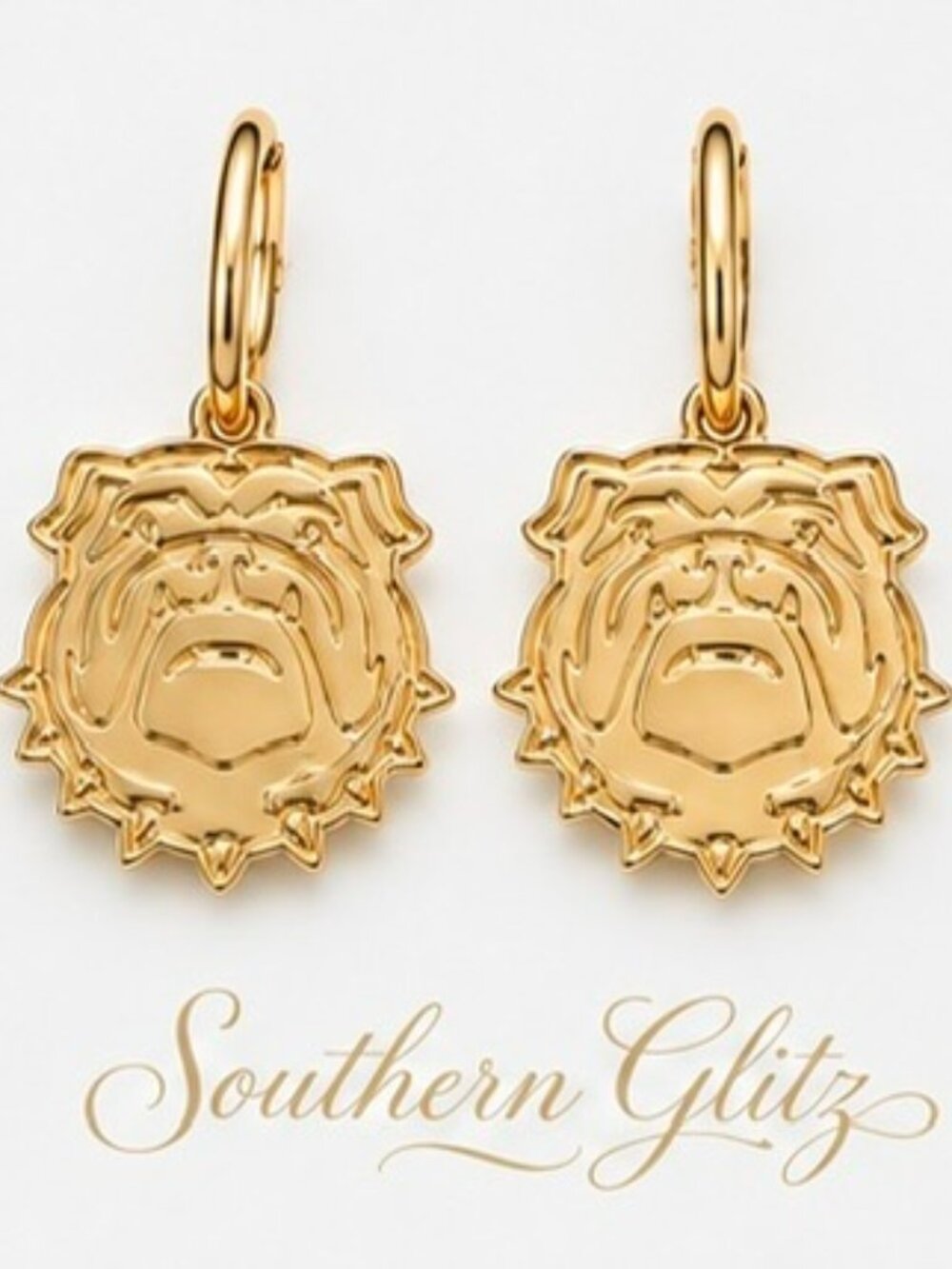 Gold Bulldog Earrings, Bulldog Game Day Jewelry, Georgia Inspired Earrings, Foot